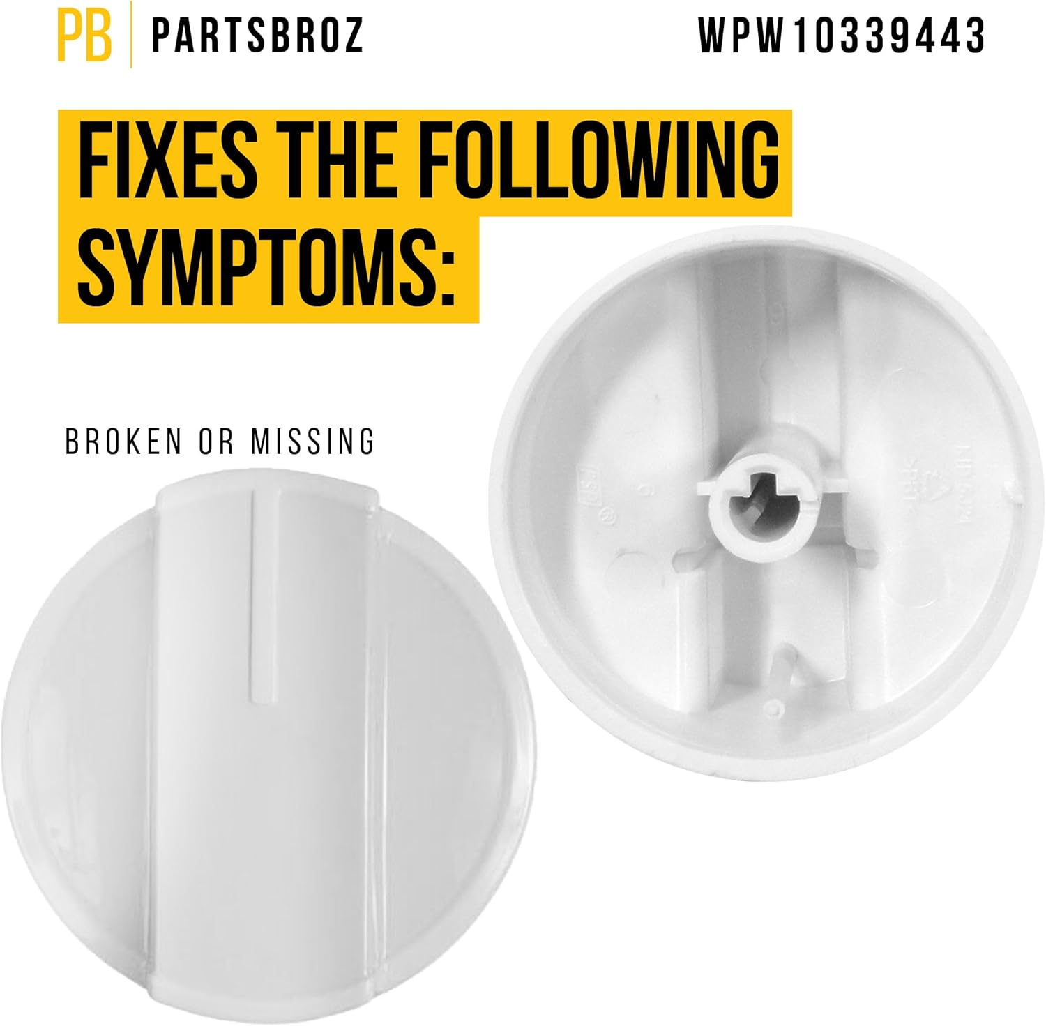 WPW10339443 – Pomo de quemador compatible con Whirlpool Range, sustituye a AP6019878 W10339443 2311009 PS11753189 Reemplazo ultra duradero