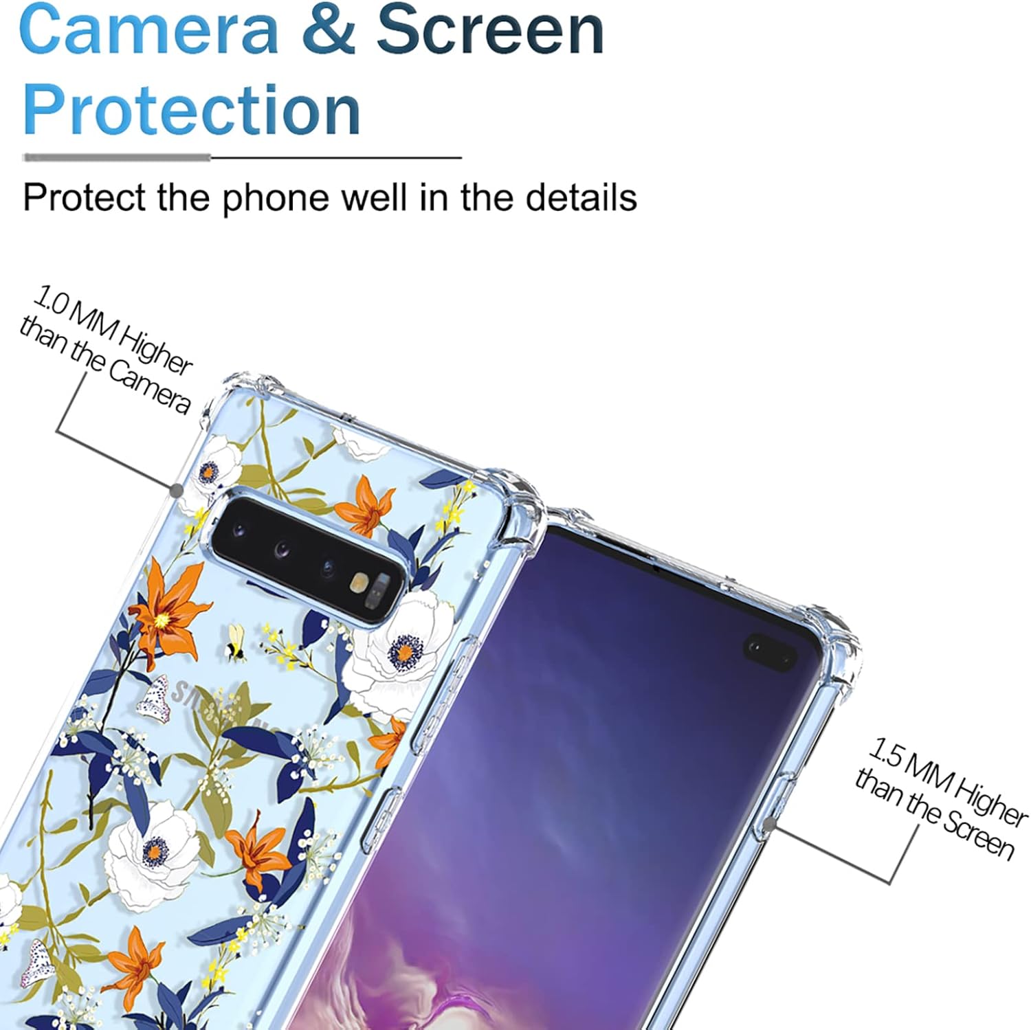 Funda para Galaxy S10 Samsung S10, diseño floral transparente, suave TPU a prueba de golpes, antiarañazos, funda protectora para Samsung Galaxy S10