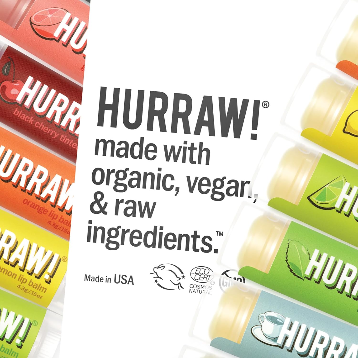 Hurraw! Bálsamo labial teñido de avellana (tinte marrón transparente) orgánico, certificado vegano, sin crueldad y sin gluten. Sin OMG, ingredientes
