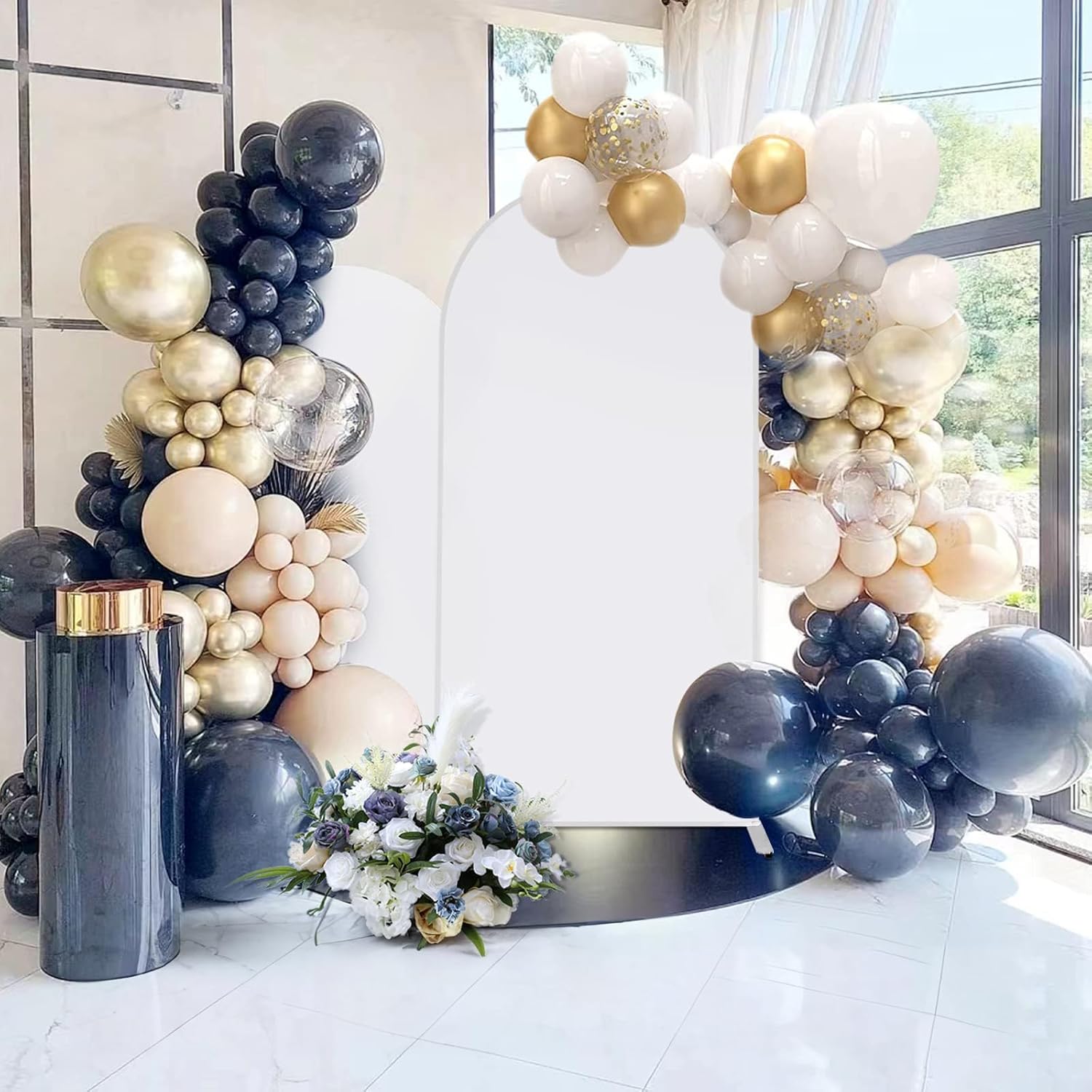 Cubierta de fondo de boda de 6.6 pies, telón de fondo de arco de globos, fundas de elastano, telón de fondo elástico para decoración de cumpleaños,