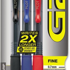 Pilot 31023 G2 Premium Bolígrafo retráctil de tinta de gel, recargable, tinta surtida, 0.028 in, paquete de 3 Pilot 31023 G2 Premium Bolígrafo retráctil de tinta de gel, recargable, tinta surtida, 0.028 in, paquete de 3