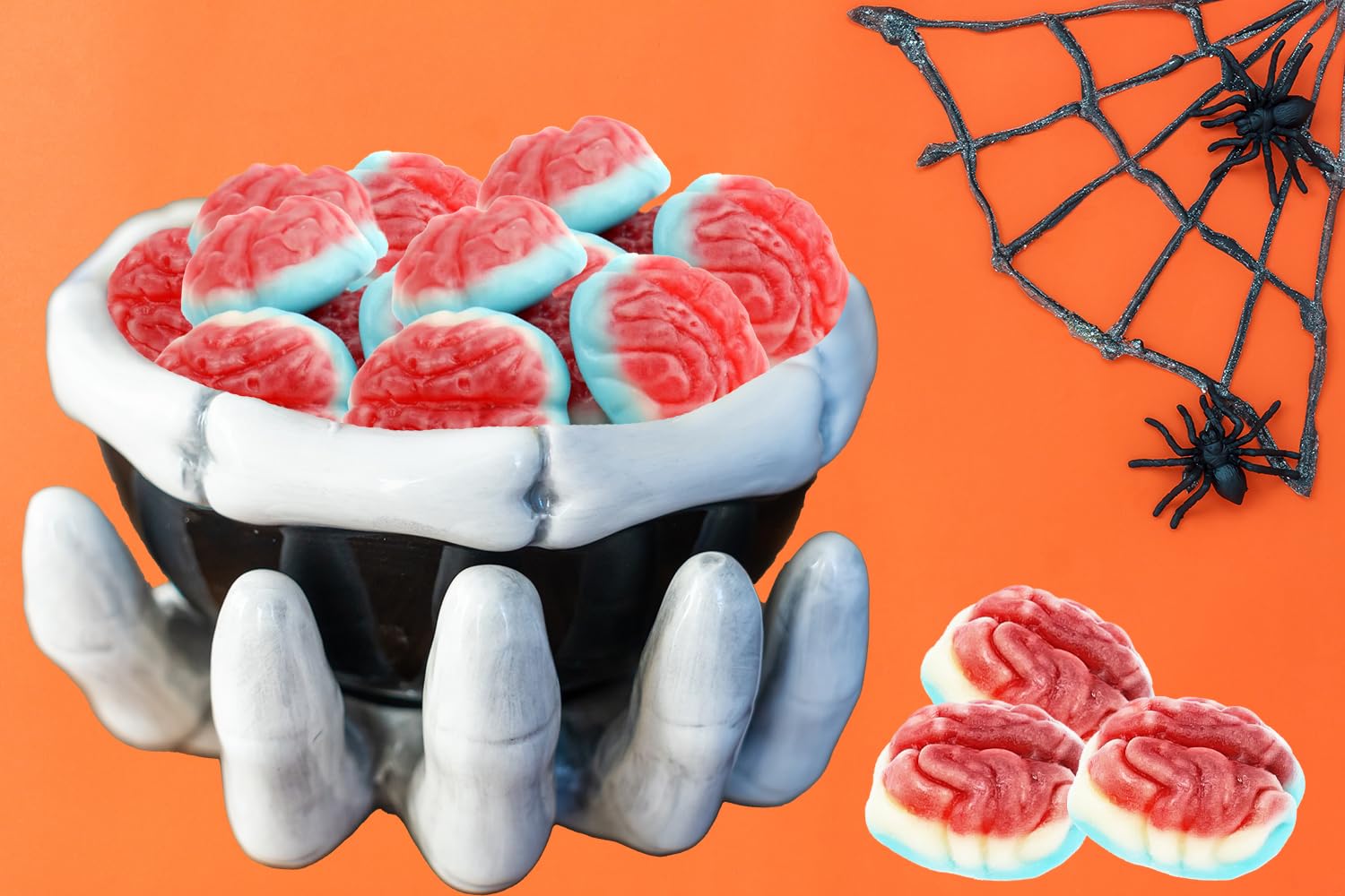 Fruidles Caramelos de cerebro de gomitas de Halloween, rellenos de bolsas de fiesta de truco o trato, recuerdo de fiesta (media libra)
