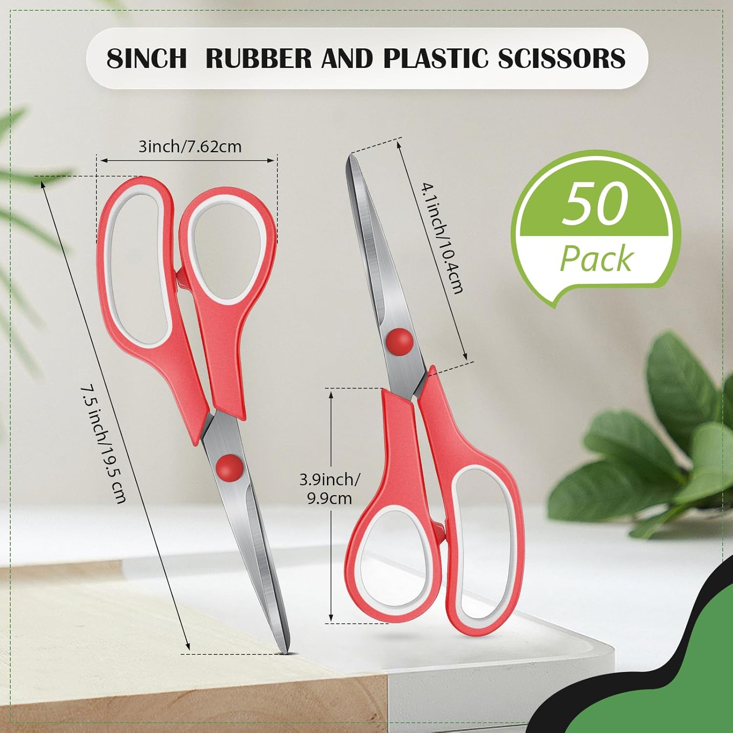 Therwen Paquete de 50 tijeras multiusos a granel, tijeras de corte de tela de acero inoxidable, tijeras afiladas para manualidades, asas de agarre
