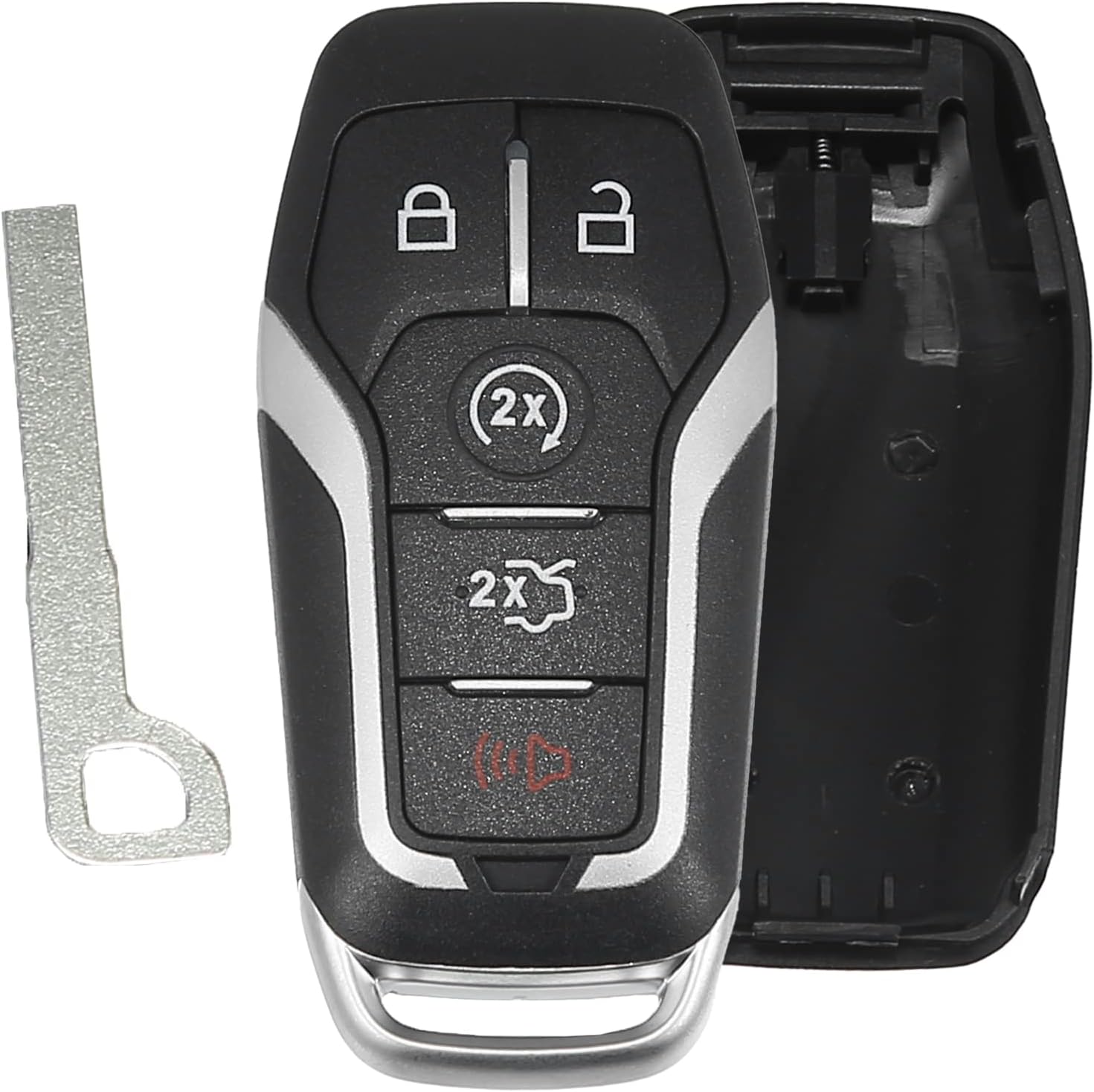 X AUTOHAUX Funda de repuesto para llavero inteligente de 5 botones sin llave para Ford F150 F250 Explorer Edge 2015-2017 M3N-A2C31243300 con hoja