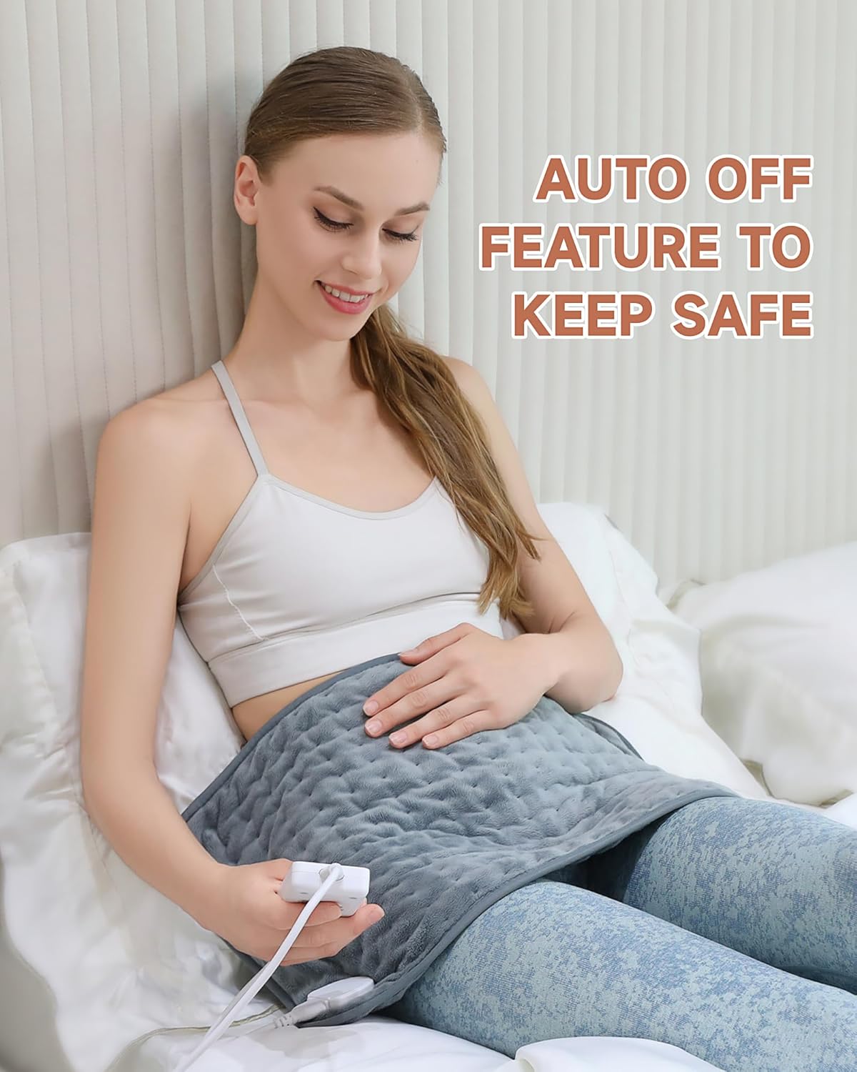 Almohadilla térmica para aliviar el dolor de espalda, almohadillas térmicas MAVOKIS para calambres con apagado automático grande, 6 ajustes de