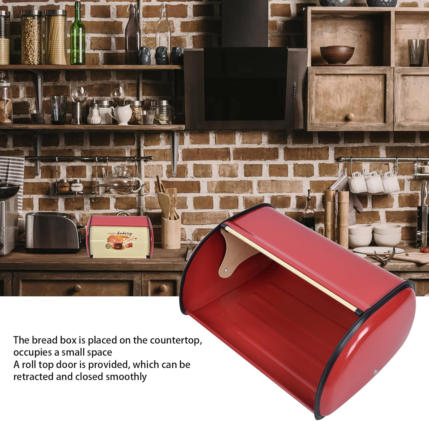 TOPINCN Caja de pan de metal para almacenamiento de cocina, caja de pan, caja de almacenamiento para tambor, contenedor de suministros retro