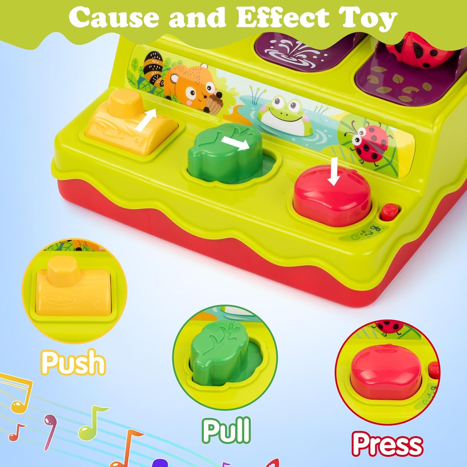 SUPERHIGH Juguetes desplegables para bebés de 1 año y 9-12-18 meses, juguetes Montessori de causa y efecto para niños de 1 año, juguetes musicales