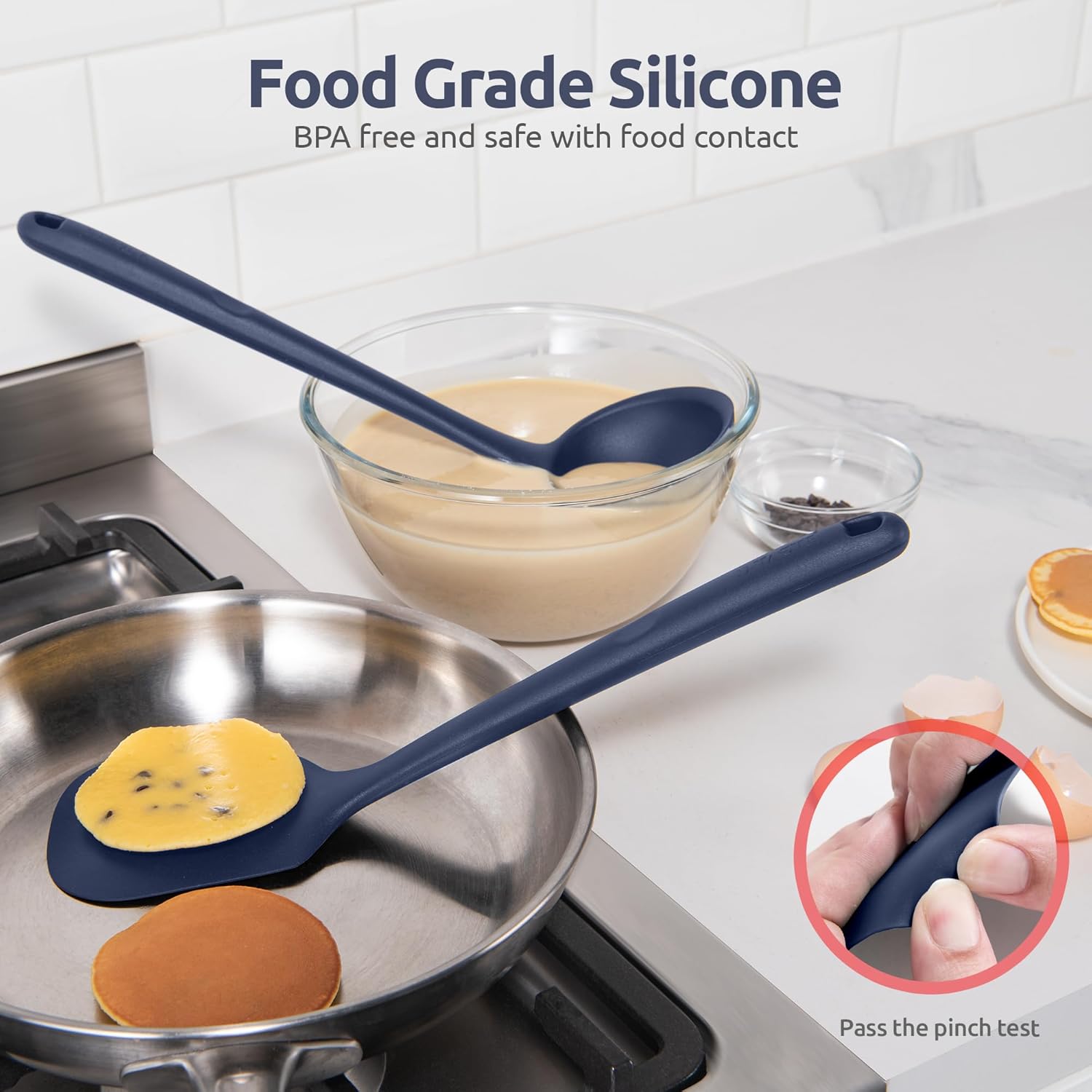 U-Taste – Juego de utensilios de cocina de silicona accesorios de cocina de 13.6 pulgadas de alta resistencia al calor, accesorios de cocina de goma