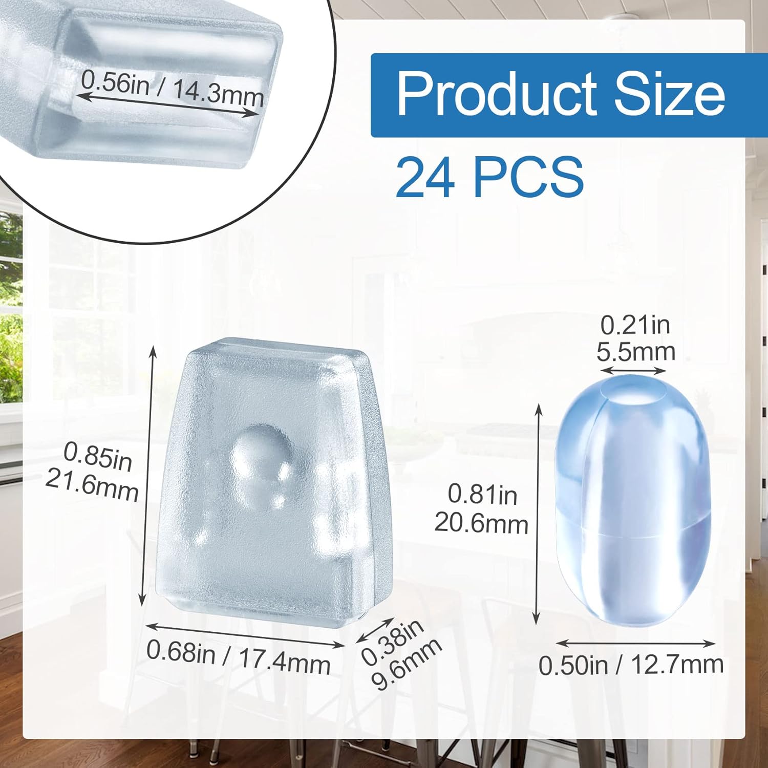 OIIKI 24 patas de goma para fregadero de cocina, incluyendo 12 pies protectores de plástico transparente para fregadero y 12 clips de abrazadera de