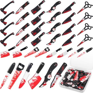 32 dijes de cuchillos falsos, dijes de Halloween, mini cuchillos de resina para mujeres, manualidades, manualidades, cuchillos falsos con caja, 10 32 dijes de cuchillos falsos, dijes de Halloween, mini cuchillos de resina para mujeres, manualidades, manualidades, cuchillos falsos con caja, 10