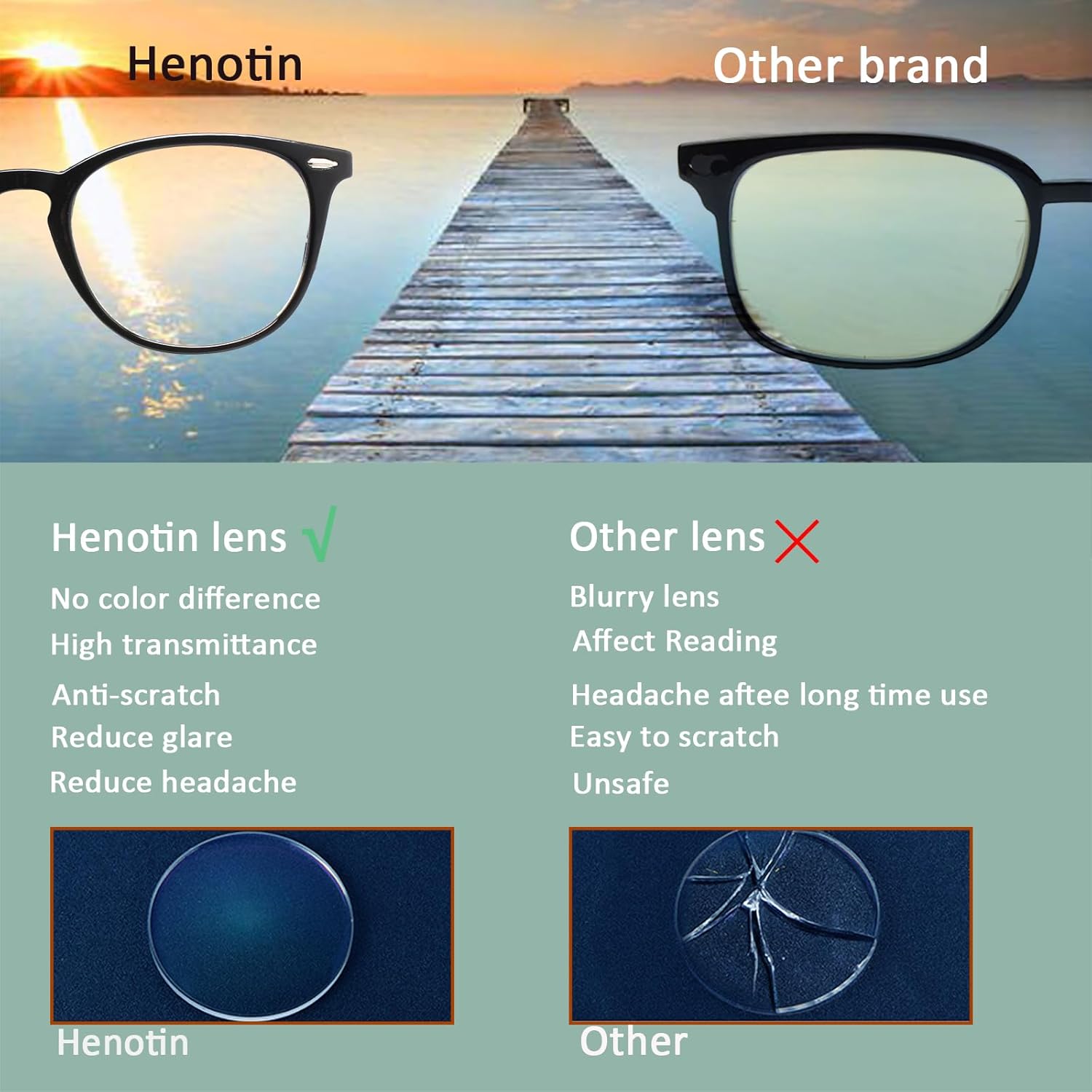 Henotin Paquete de 6 lentes de lectura para mujeres y hombres, bloqueo de luz azul, elegantes lectores de computadora con funda de cuero