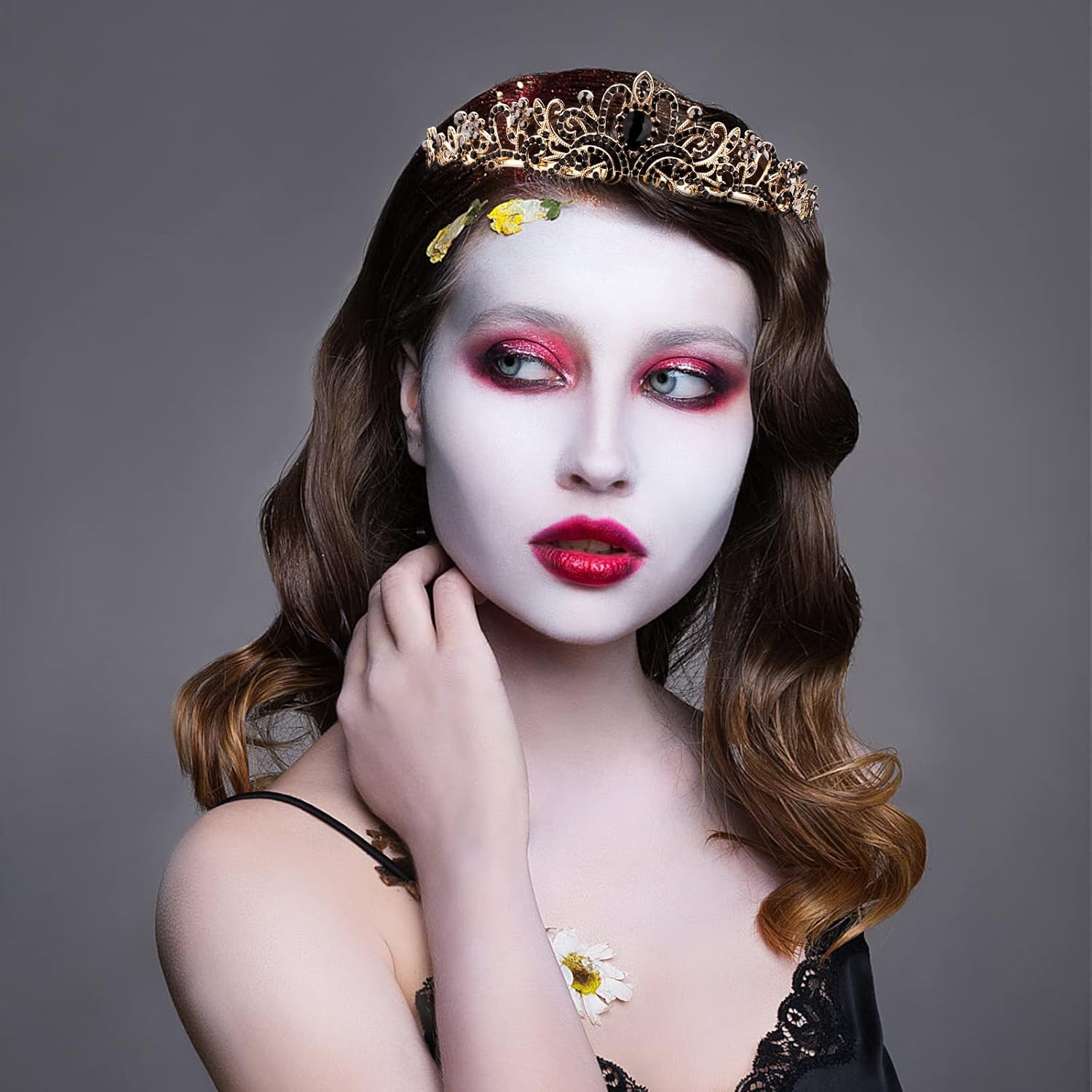 Tiaras y coronas para mujer, corona de reina negra barroca de KICOSY para niñas, diadema de peine para cumpleaños, Halloween, despedida de soltera,