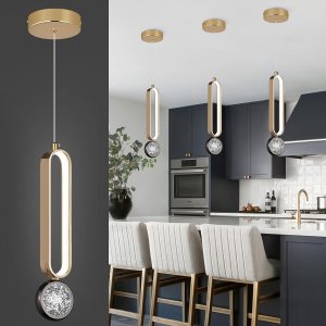 Modernas lámparas colgantes LED doradas, mini lámparas colgantes ovaladas, para isla de cocina, regulable, 6000 K, luz colgante para cocina, isla, Modernas lámparas colgantes LED doradas, mini lámparas colgantes ovaladas, para isla de cocina, regulable, 6000 K, luz colgante para cocina, isla,