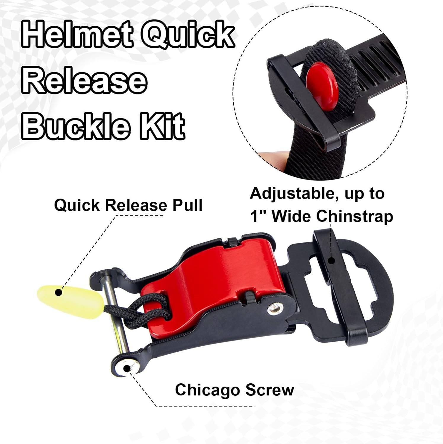 Kit de hebilla de liberación rápida para casco, adaptador de casco de trinquete de acero inoxidable para correa de barbilla de hasta 1 pulgada,