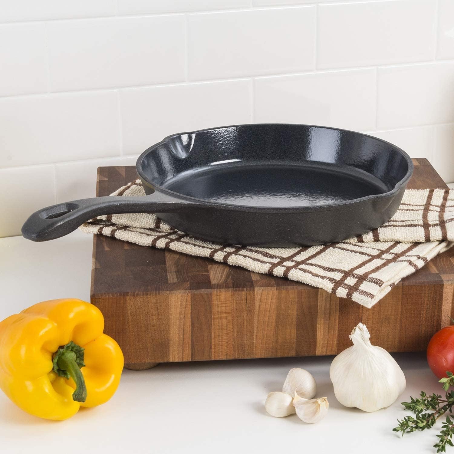 VIKING Esmalte culinario de hierro fundido, sartén de 8 pulgadas, negro (40351-1108)
