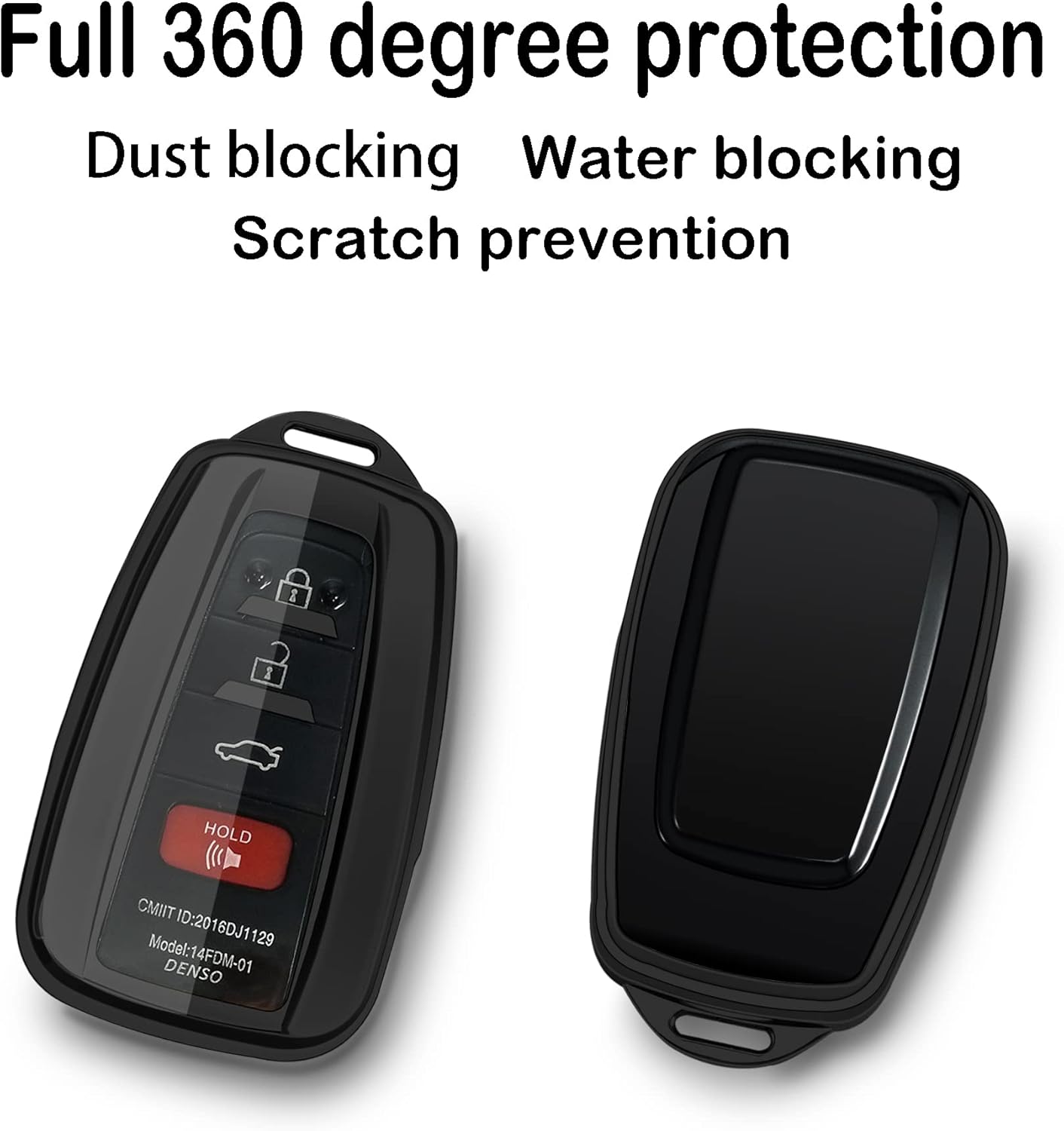 Funda compatible con llavero Toyota, funda con llavero, TPU suave protección de 360 grados para llave inteligente Camry RAV4 Highlander Avalon C-HR