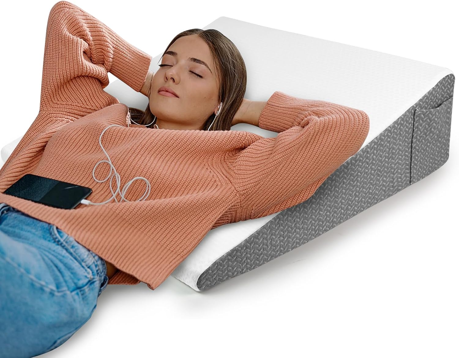 Almohada de cuña de cama para dormir, almohada triangular de espuma viscoelástica para cabeza, espalda, soporte de rodilla, almohadas de elevación