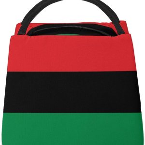 Bolsa de almuerzo térmica reutilizable con bandera afroamericana, bolsa de almuerzo térmica para hombres y mujeres, trabajo, picnic y viajes Bolsa de almuerzo térmica reutilizable con bandera afroamericana, bolsa de almuerzo térmica para hombres y mujeres, trabajo, picnic y viajes