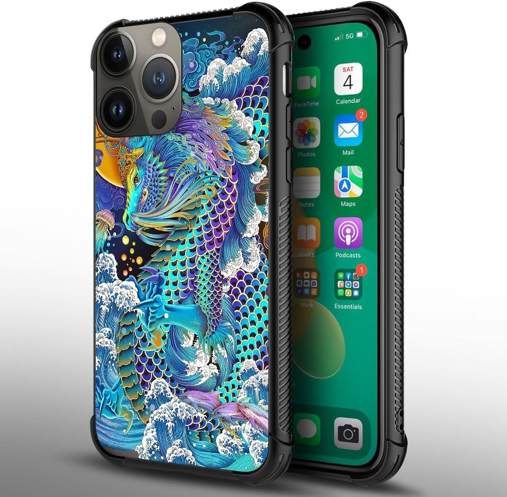 CARLOCA Funda compatible con iPhone 15 Plus, diseño de dragón arcoíris para iPhone 15 Plus, ultra protección, a prueba de golpes, de silicona suave,
