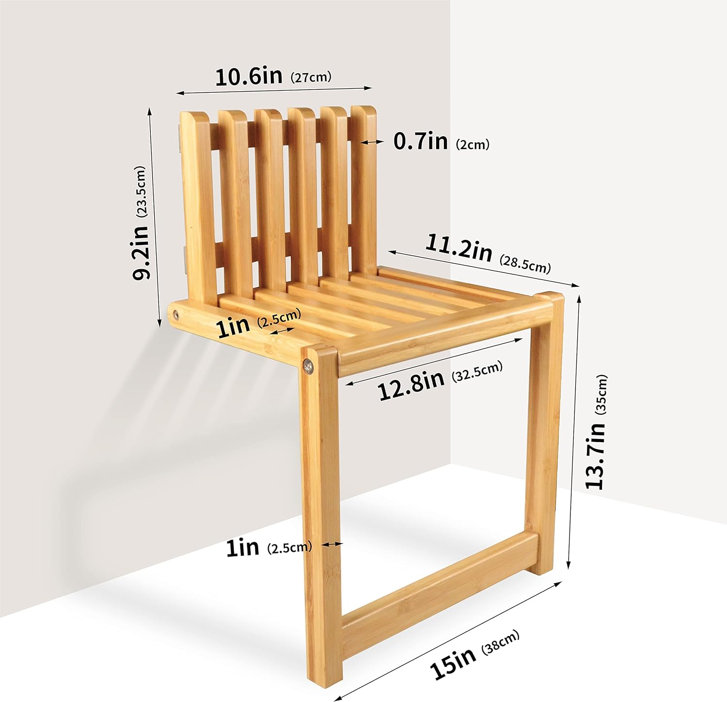 DOORTIAN Silla plegable montada en la pared Silla de porche de bambú sólido Gabinete de zapatos Gabinete oculto Reposapiés plegable Baño Balcón