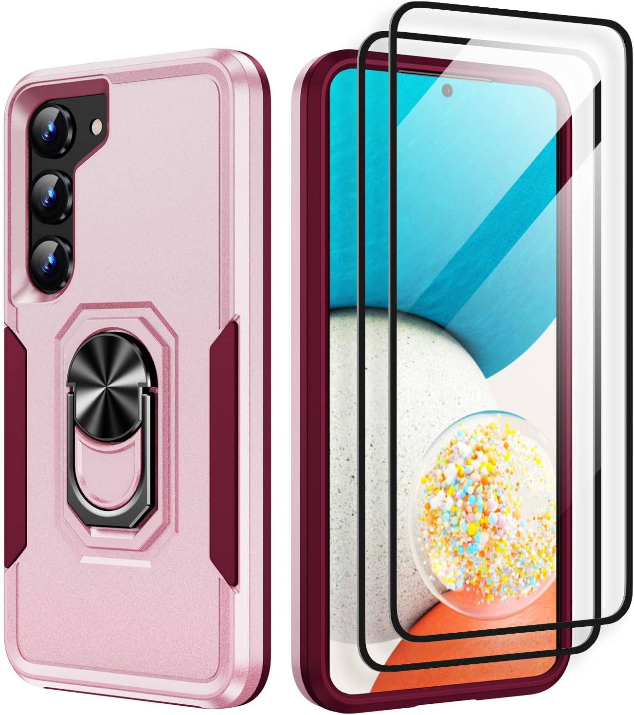Funda para Samsung Galaxy S23 con 2 protectores de pantalla, de grado militar, de doble capa, a prueba de golpes, resistente, a prueba de golpes,