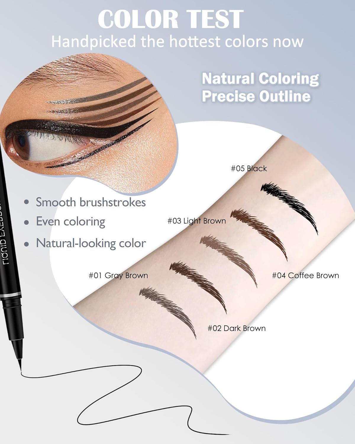 Lápiz líquido para cejas, bolígrafo profesional de tinte de cejas de elevación profesional, 2 unidades, lápiz delineador de ojos de agua de
