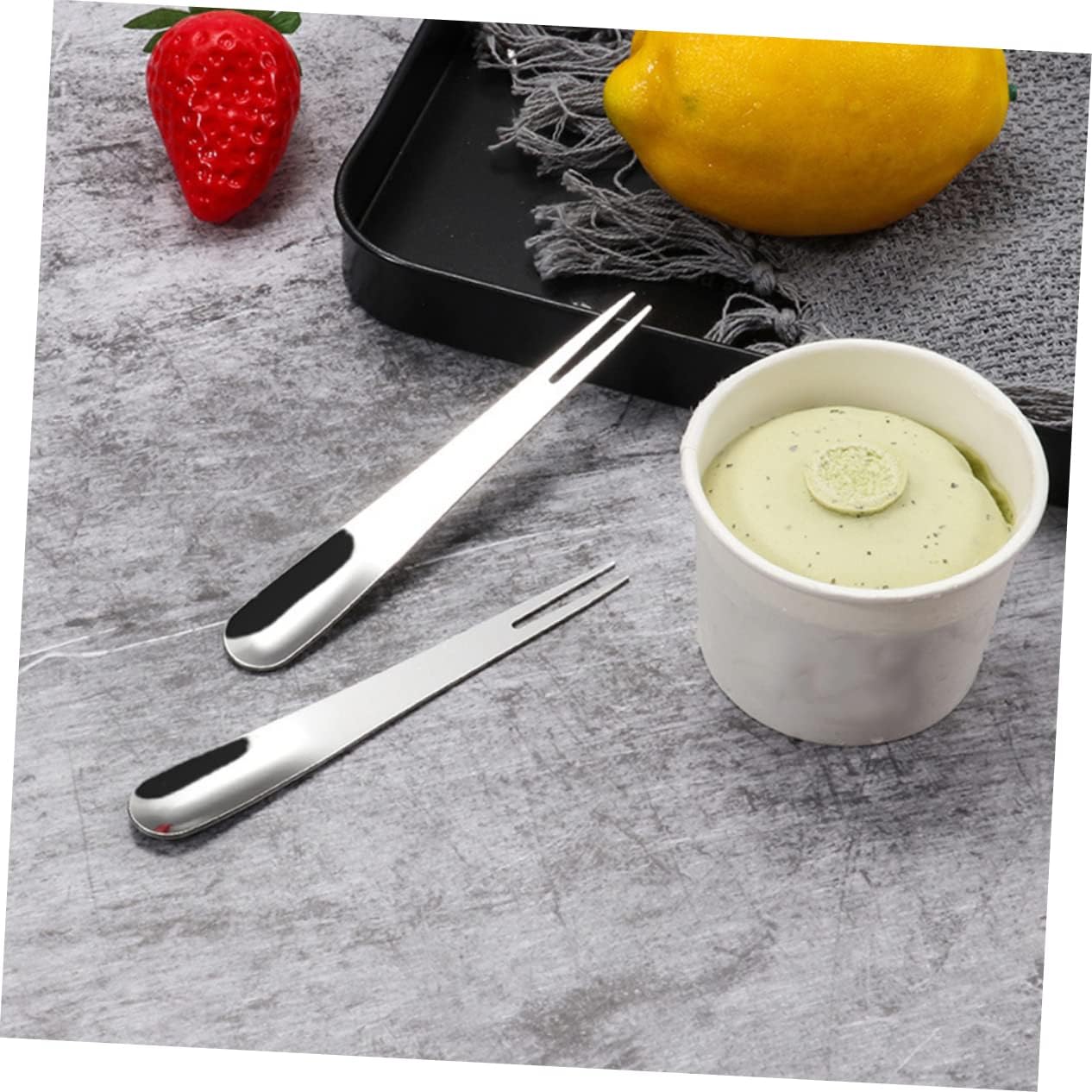 20 Uds. Tenedor de frutas Tenedores de cóctel de pastelería Tenedor de cóctel Picks Cuchara de frutas Tenedor de 2 puntas Cuchara de barro Cuchara