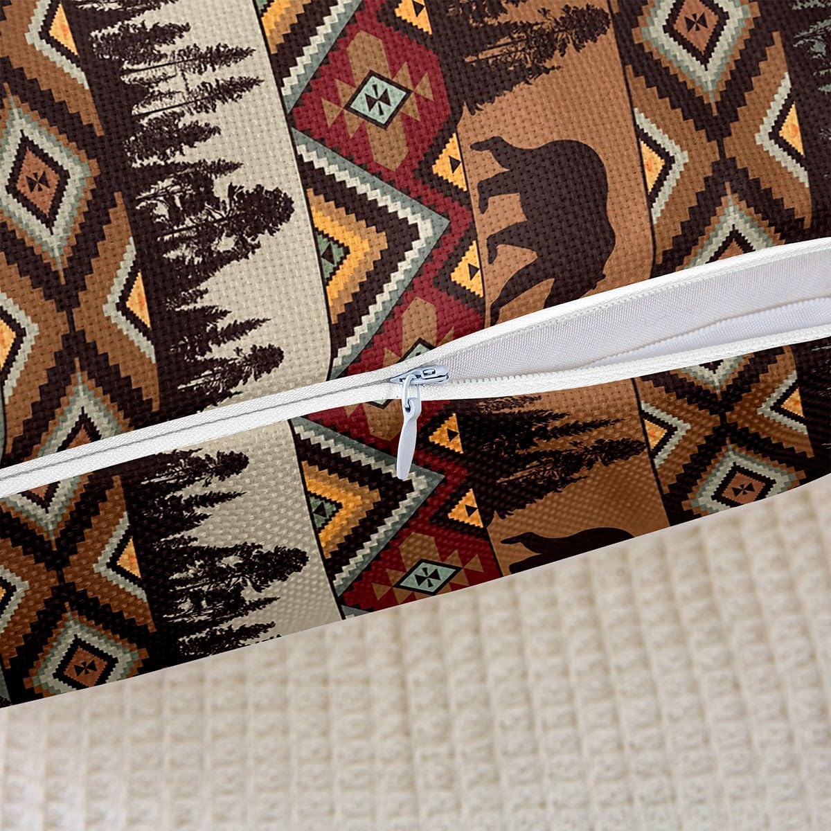 Juego de 2 fundas de almohada de oso azteca de 20 x 20 pulgadas, fundas de cojín estilo occidental para sofá, cama, sillón, diseño tribal étnico
