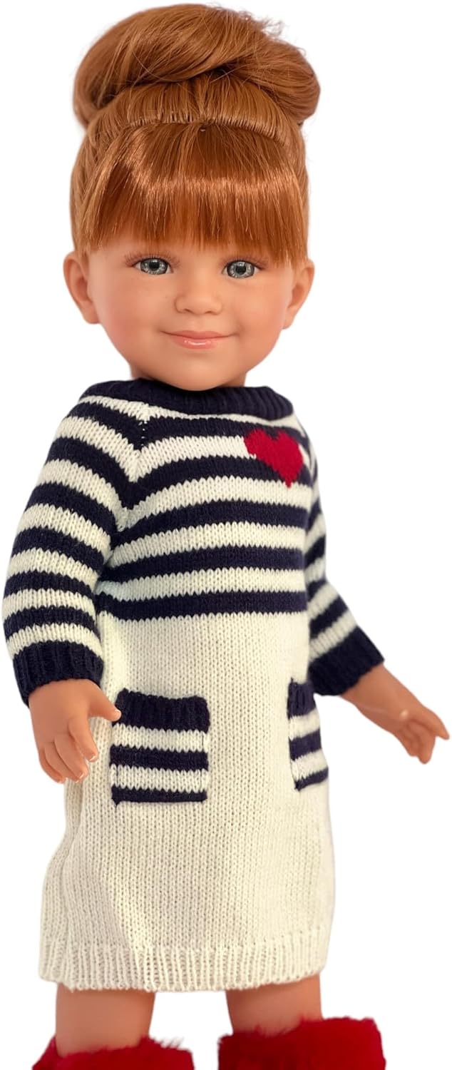 Acogedor vestido de punto para el día de San Valentín para muñecas de 18 pulgadas y muñecas Kennedy y Friends, ropa de muñeca de 18 pulgadas