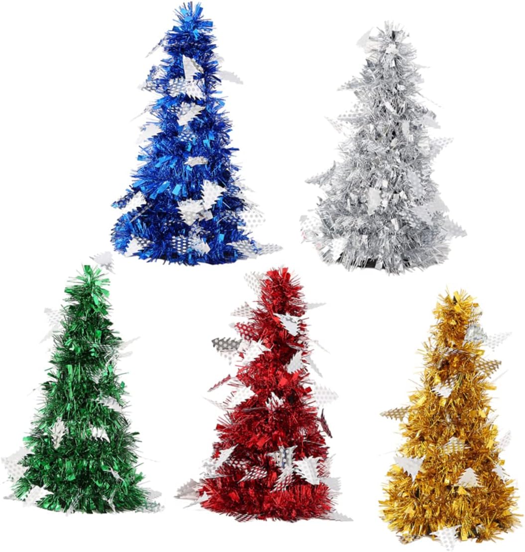 Árbol de Navidad metálico, 5 piezas, árbol de cedro artificial, centros de mesa, árboles de sisal, árbol de Navidad en miniatura, escritorio,