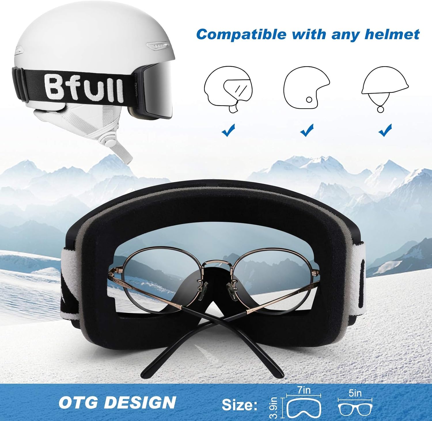 Mimajor Ski Goggles – Anti-fog, UV400, OTG, Lock Button – REVO Lens – Impact Resistant – Helmet Compatible Snowboard Goggles