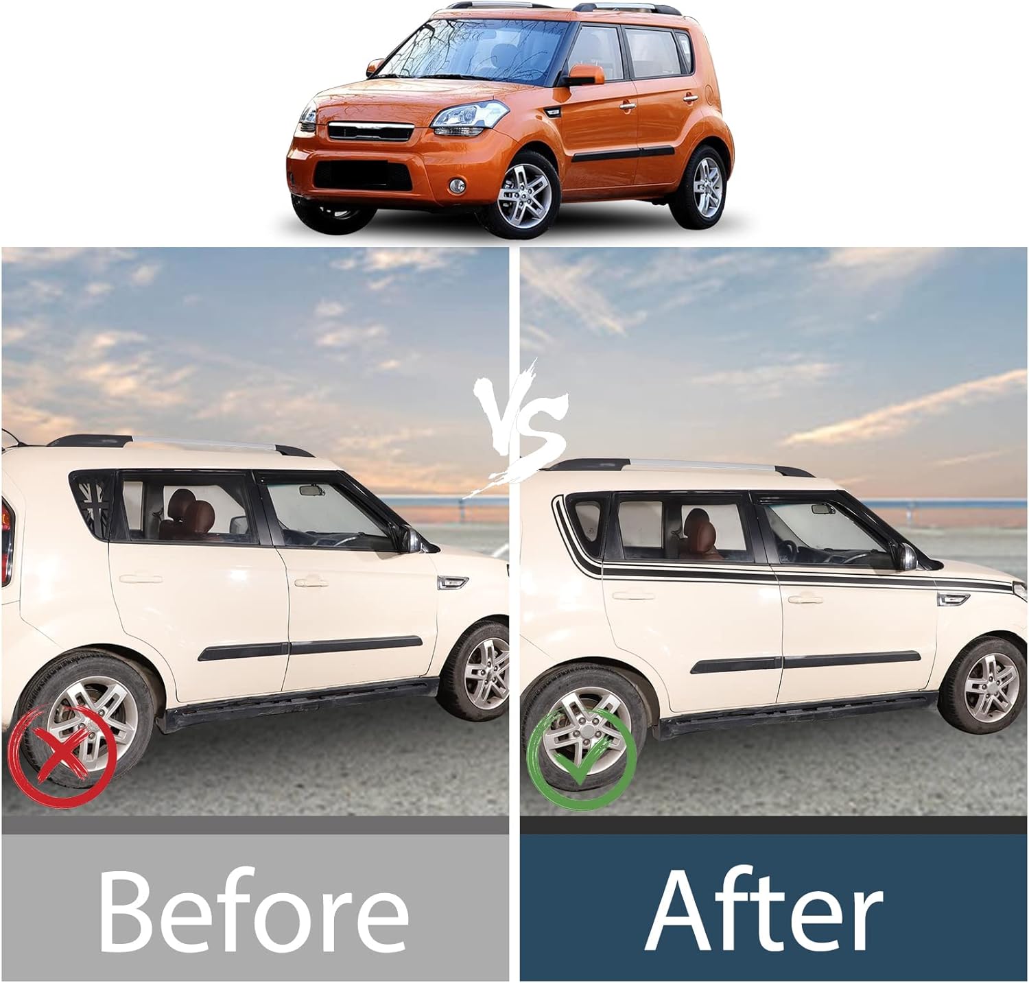 Calcomanía de rayas laterales para carrocería de automóvil, compatible con Kia Soul 2010-2013, calcomanías de vinilo para la cintura del automóvil,