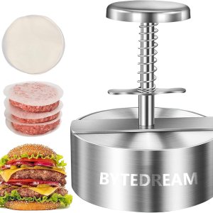 BYTEDREAM Prensa de hamburguesas, molde para hamburguesas de acero inoxidable de grado alimenticio, libre de 100 cortezas de hamburguesas para uso BYTEDREAM Prensa de hamburguesas, molde para hamburguesas de acero inoxidable de grado alimenticio, libre de 100 cortezas de hamburguesas para uso