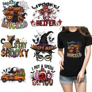 6 parches termoadhesivos de Halloween para ropa, camisetas, telaraña, calabaza, murciélagos, diseños de transferencia de calor, calcomanías de 6 parches termoadhesivos de Halloween para ropa, camisetas, telaraña, calabaza, murciélagos, diseños de transferencia de calor, calcomanías de