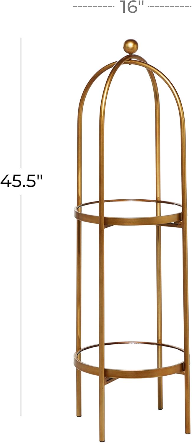 Deco 79 Estantería sólida de metal, 16″ x 18″ x 46″, oro
