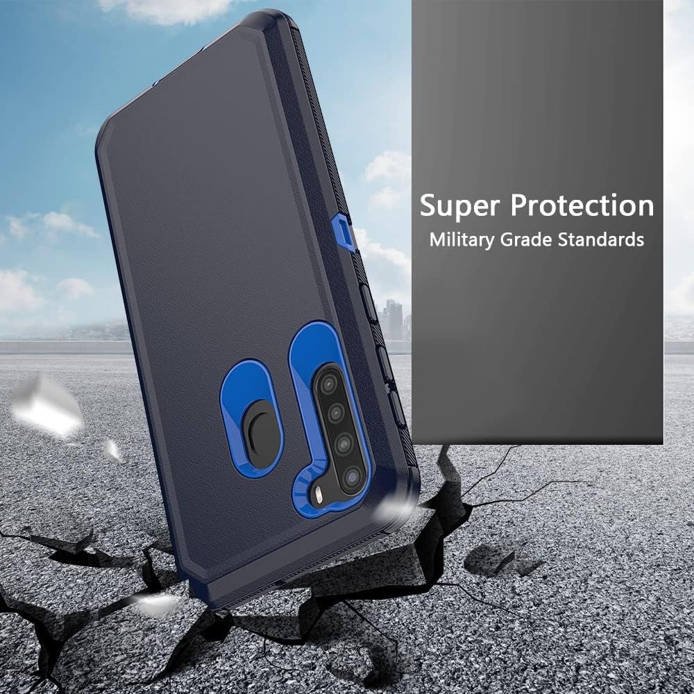Funda protectora para Samsung Galaxy A21, resistente a prueba de golpes, con clip para cinturón, funda protectora para Samsung A21 (azul marino)