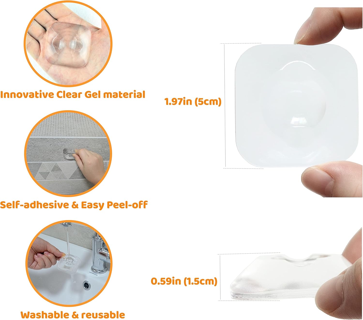 Yunshan Tope de puerta (6 unidades, 1.97 pulgadas), protector de pared de goma transparente, protector de pared para manija de puerta autoadhesivo,