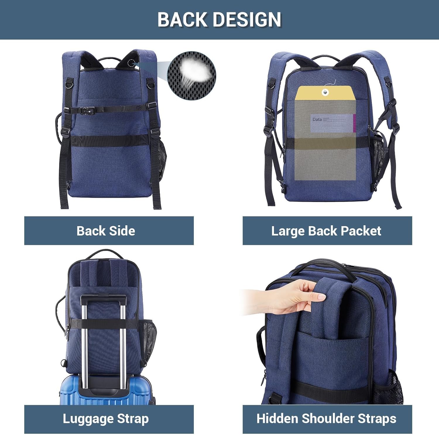 VPBAGE Mochila para laptop para hombre, mochila de viaje de negocios, se adapta a computadoras de 17.3 pulgadas, resistente al agua y antirrobo,