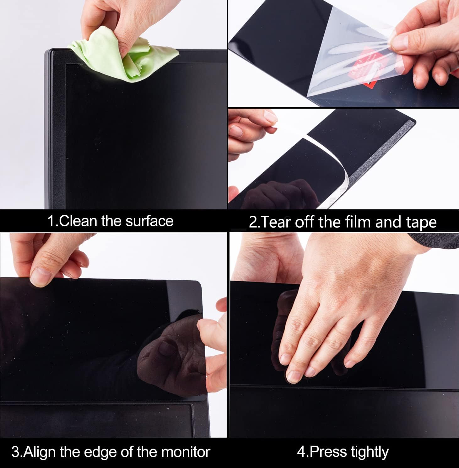 Yocoolfun Tablero de notas para monitor negro, soporte para notas adhesivas de 18 pulgadas, tableros adhesivos, tablero de mensajes para monitores