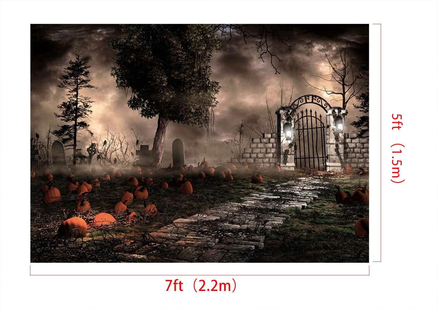 Kate Telón de fondo de tela impresa para computadora de noche de Halloween, 7 x 5 pies, 7.2 x 4.9 ft, accesorios de estudio de fotografía y video