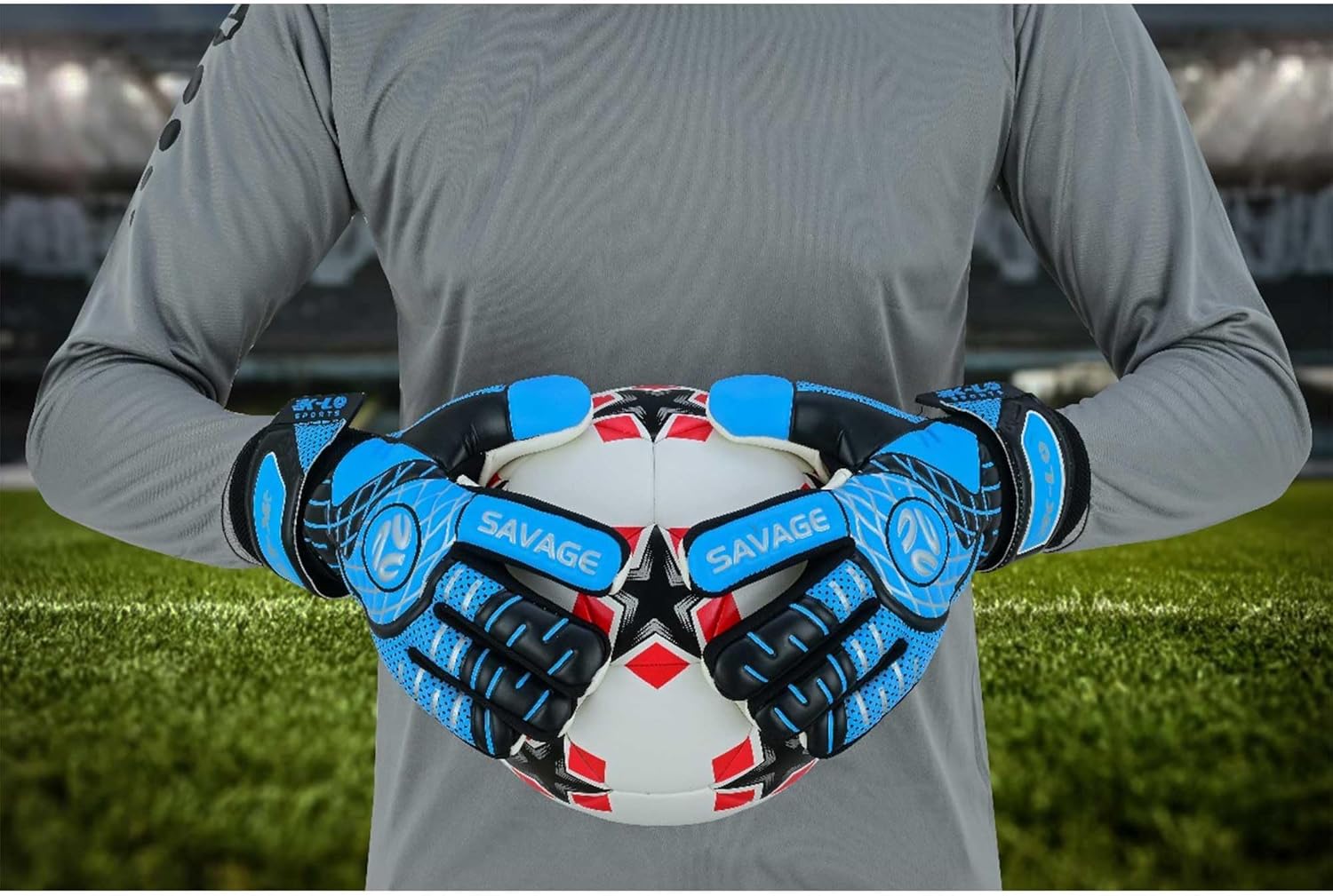 K-LO Guantes de portero Guantes de portero de fútbol Savage Rise (unisex, juvenil, niños y adultos)  Salvajes de dedos para protección  Palma de