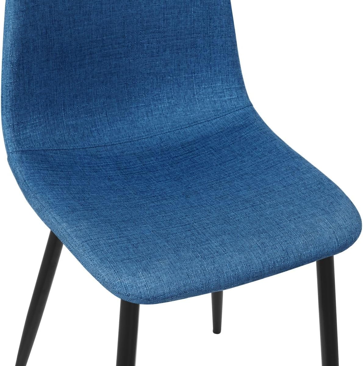 FurnitureR Juego de 4 sillas de comedor de tela para cocina con patas de metal para sala de estar, restaurante, sala de estudio, color azul