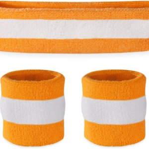Suddora Juego de bandas para el sudor a rayas, 2 pulseras y 1 diadema que absorben la humedad, bandas deportivas transpirables para deportes, Suddora Juego de bandas para el sudor a rayas, 2 pulseras y 1 diadema que absorben la humedad, bandas deportivas transpirables para deportes,