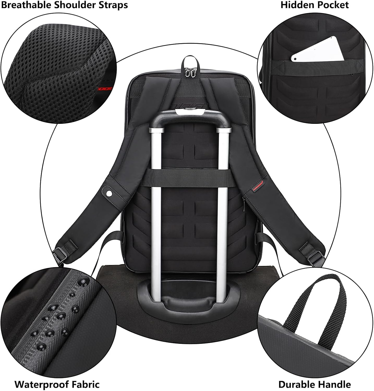 JUMO CYLY HardShell Mochila de viaje para laptop, mochila impermeable para juegos con puerto de carga USB, mochila delgada para negocios para hombre