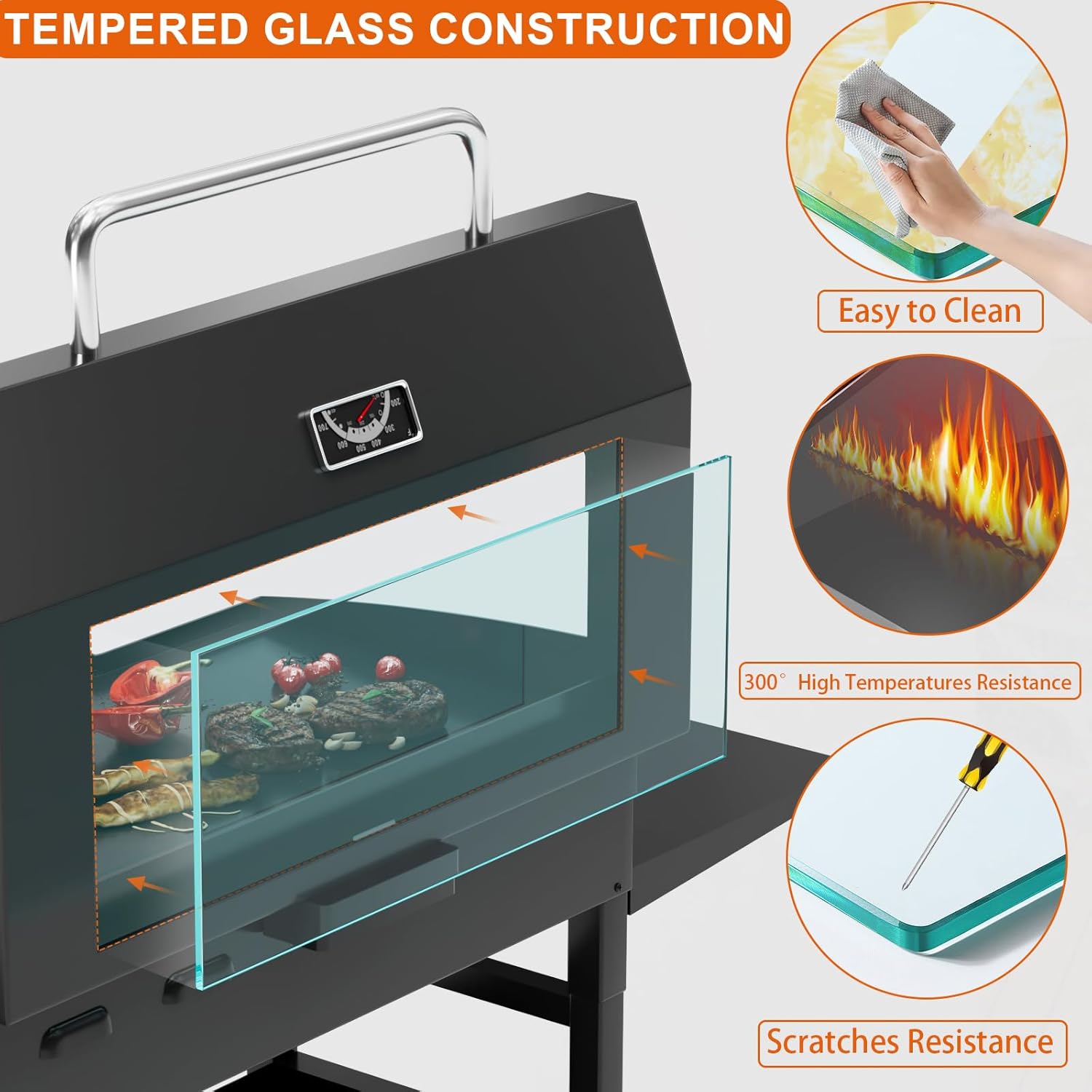 BBQ Future Tapa transparente para plancha Blackstone de 28 pulgadas, cubierta dura con ventana de vidrio para estación de parrilla Blackstone de 28