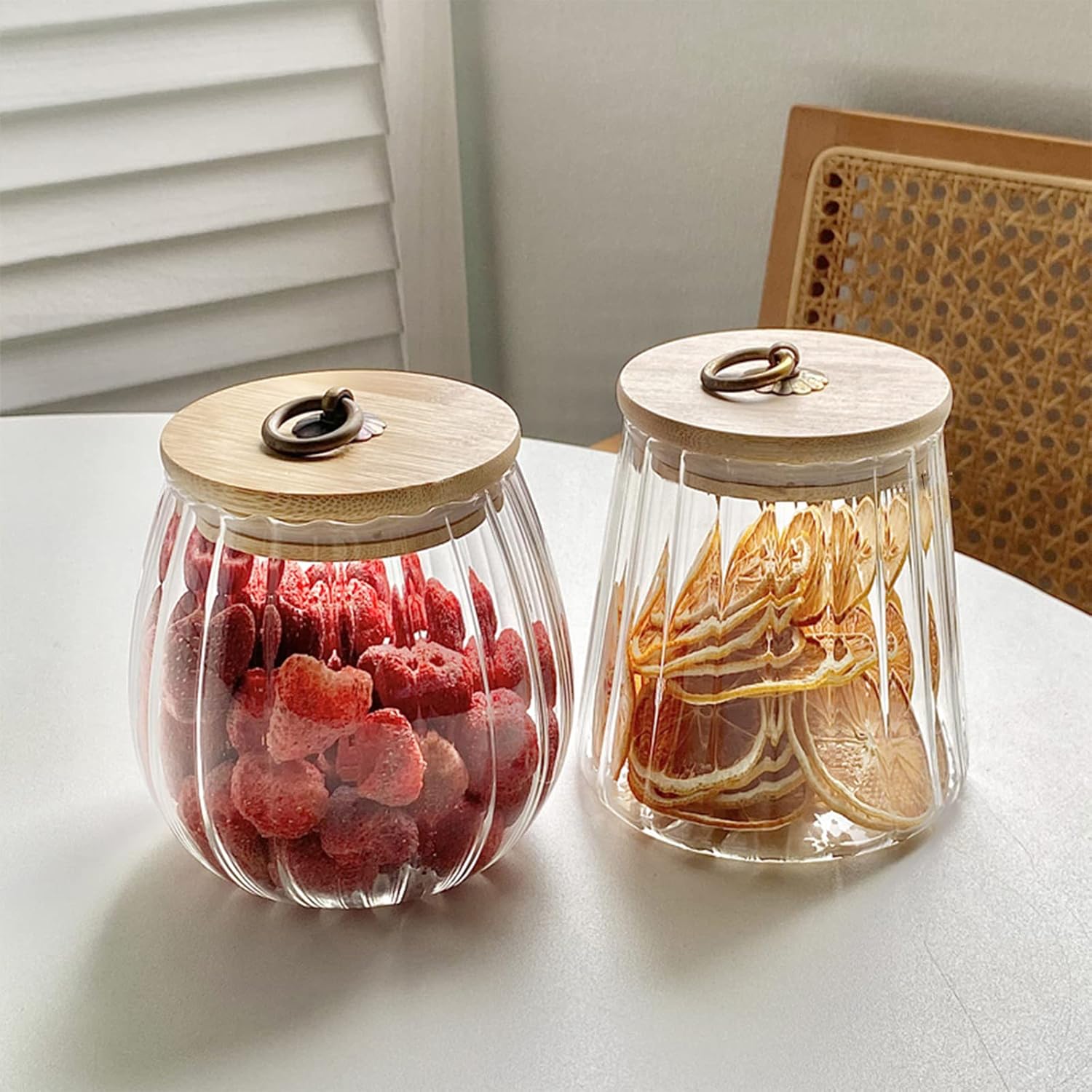 38 FL OZ Glass Jars with Bamboo Lids, Glass Containers with Airtight Lids for Storage, Large Candy Jars for Coffee Nuts Cookie, Decorative Glass