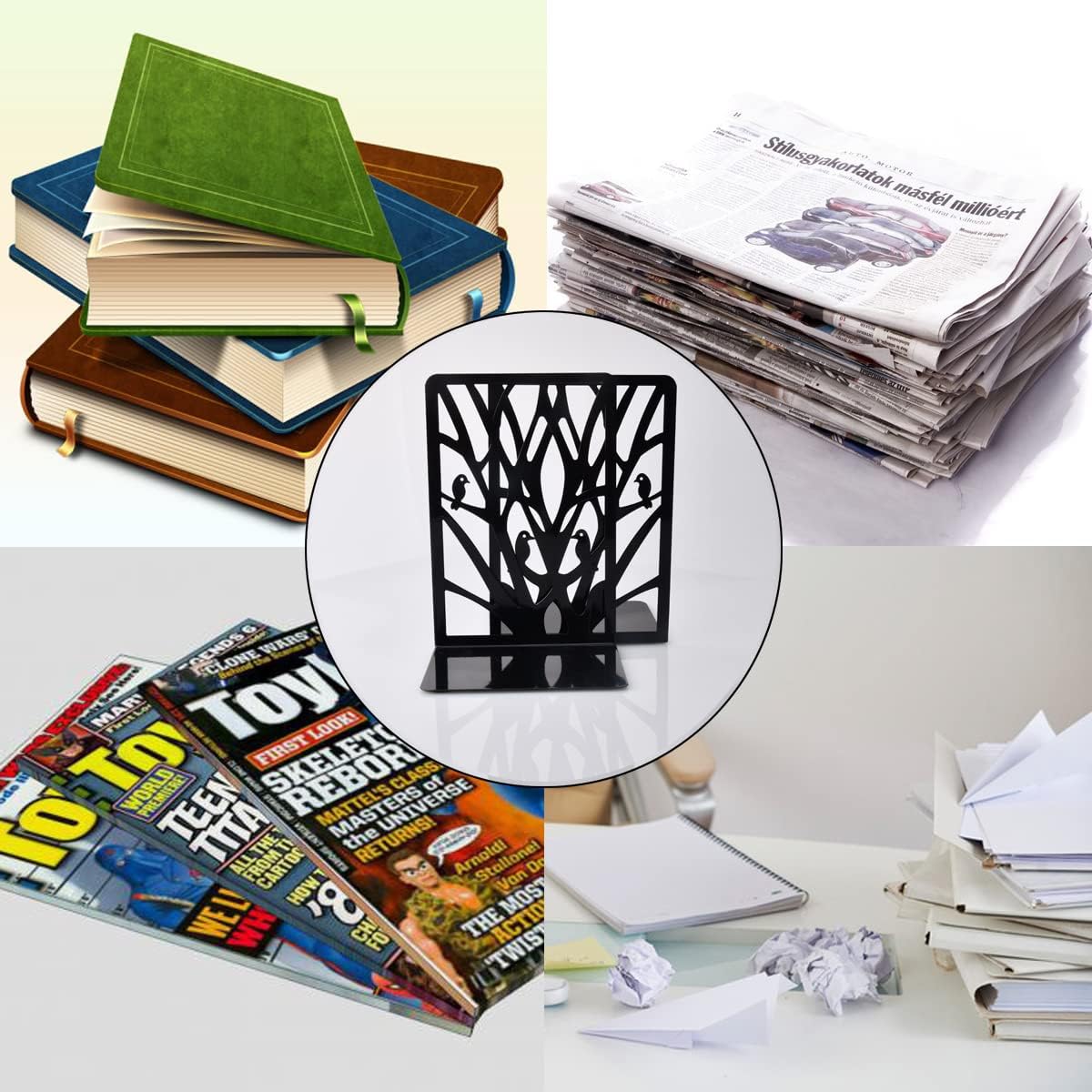 Sujetalibros decorativos de oficina, diseño de pájaro, tapón de metal resistente con base de goma antideslizante, soporte de sujeción para cuadernos