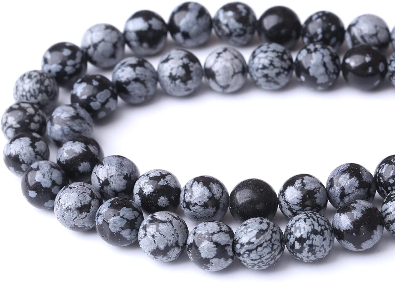 45 cuentas de piedra de obsidiana natural de copo de nieve de 0.315 pulgadas (0.315 in), cuentas curativas energéticas para hacer joyas, pulseras,