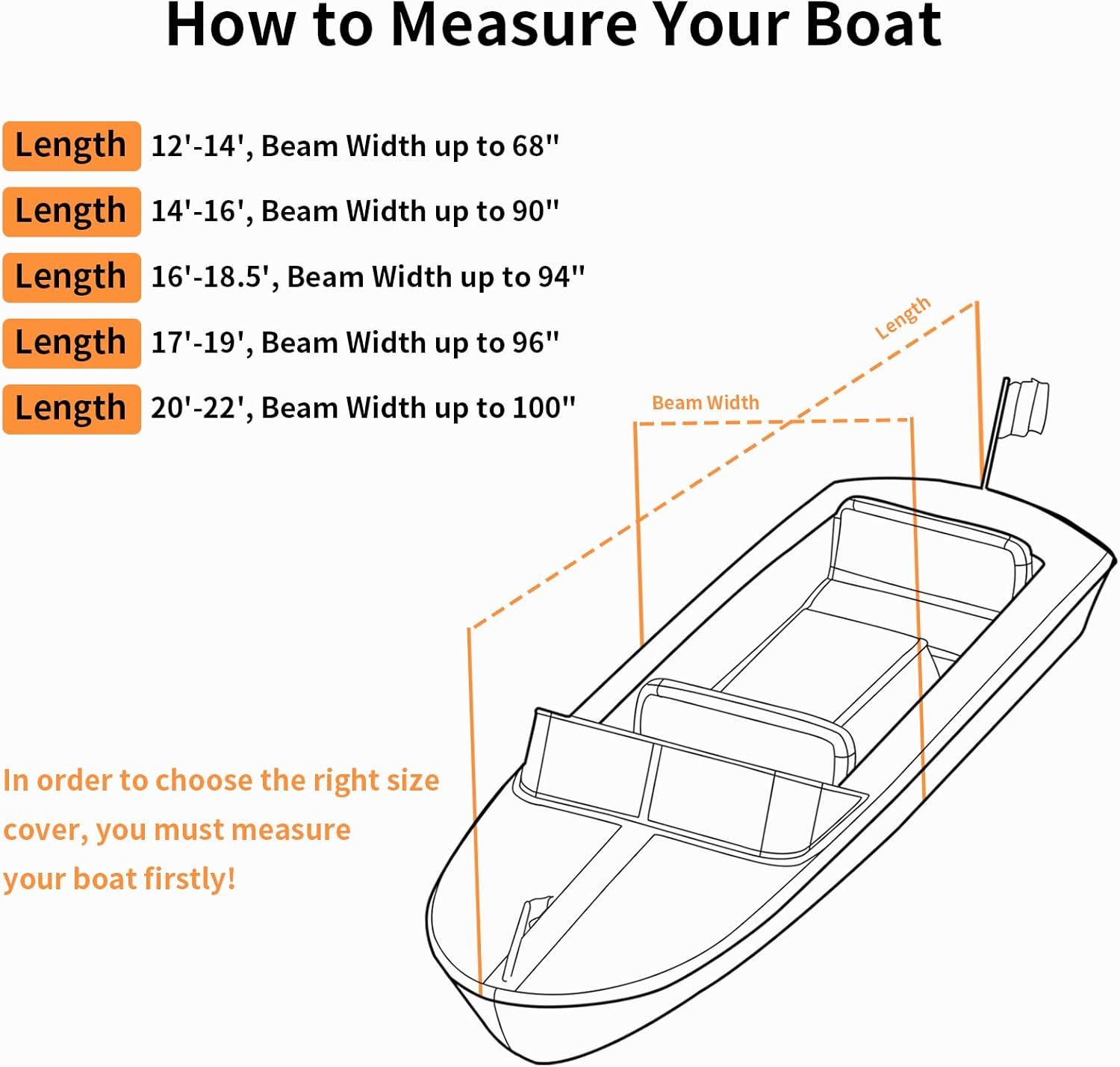 Easy-Going Trailerable – Cubierta impermeable para lancha de hasta 17-19 pies de largo x 96 pulgadas de ancho, resistente a los rayos UV, cubierta