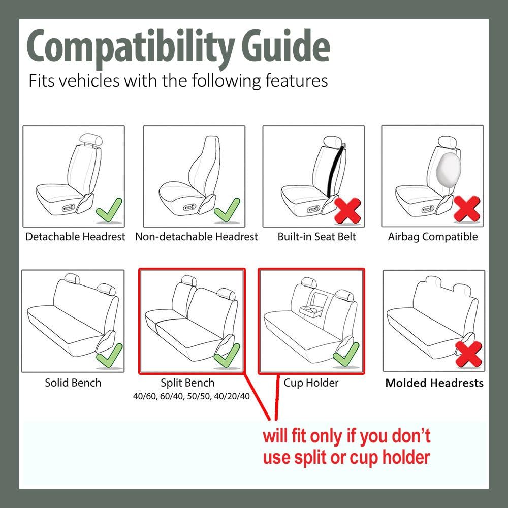 TLH – Juego de fundas clásicas de asiento de tela, ajuste universal para coche, camión, todoterreno